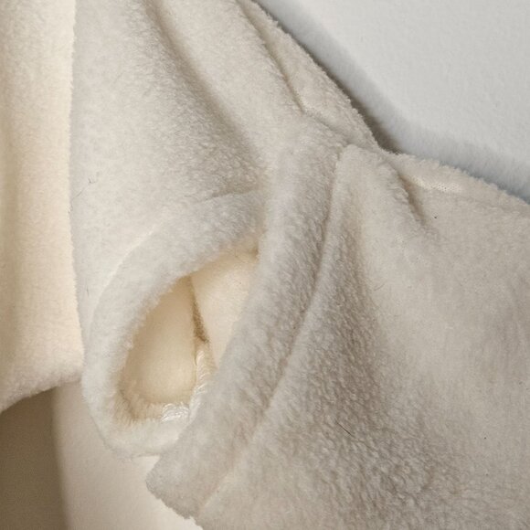 NWT Baby Mon Petit fleece button front hooded off white one piece outfit S 6-9M - Picture 5 of 11